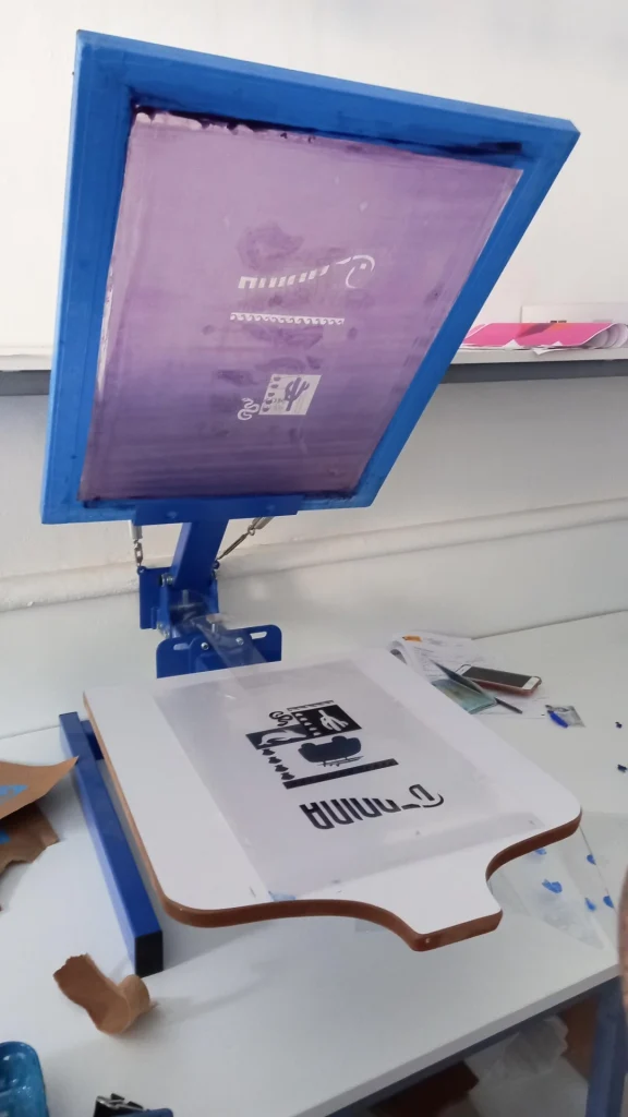 Students screen printing at Marbella Design Academy