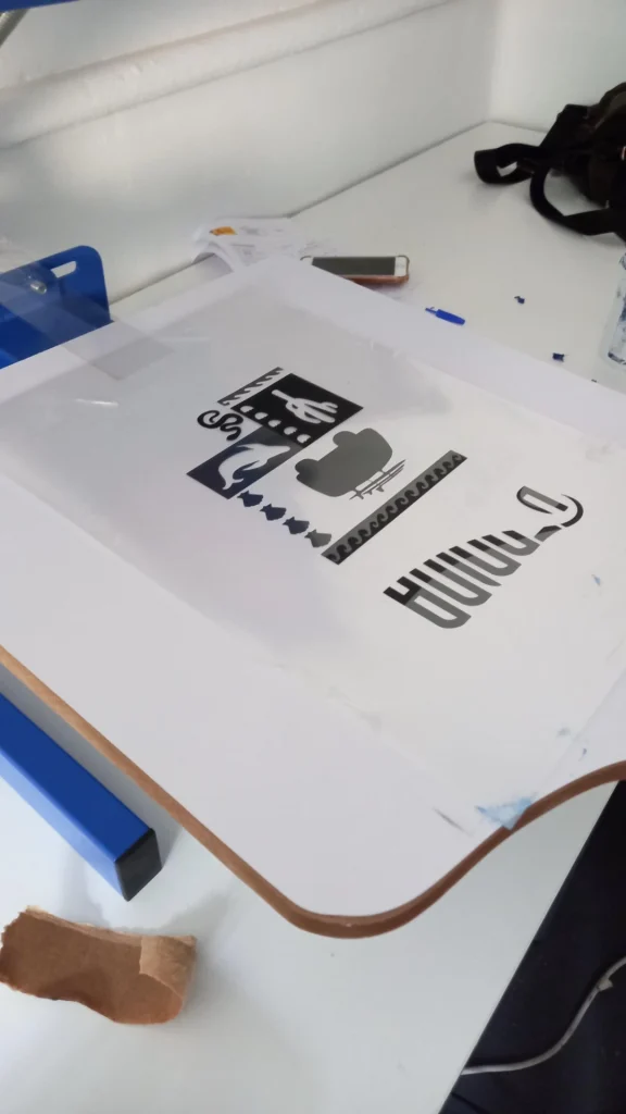 Students screen printing at Marbella Design Academy